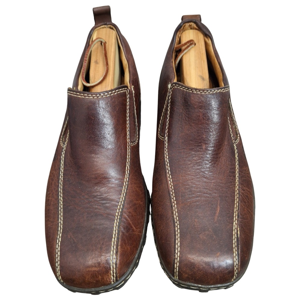 Born Men's Brown Leather Slip On Loafers Square Toe Comfort Shoes Size 8M M6198